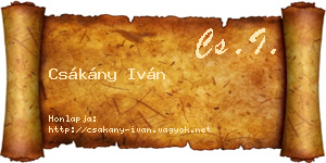 Csákány Iván névjegykártya
