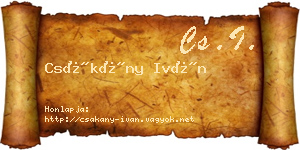 Csákány Iván névjegykártya
